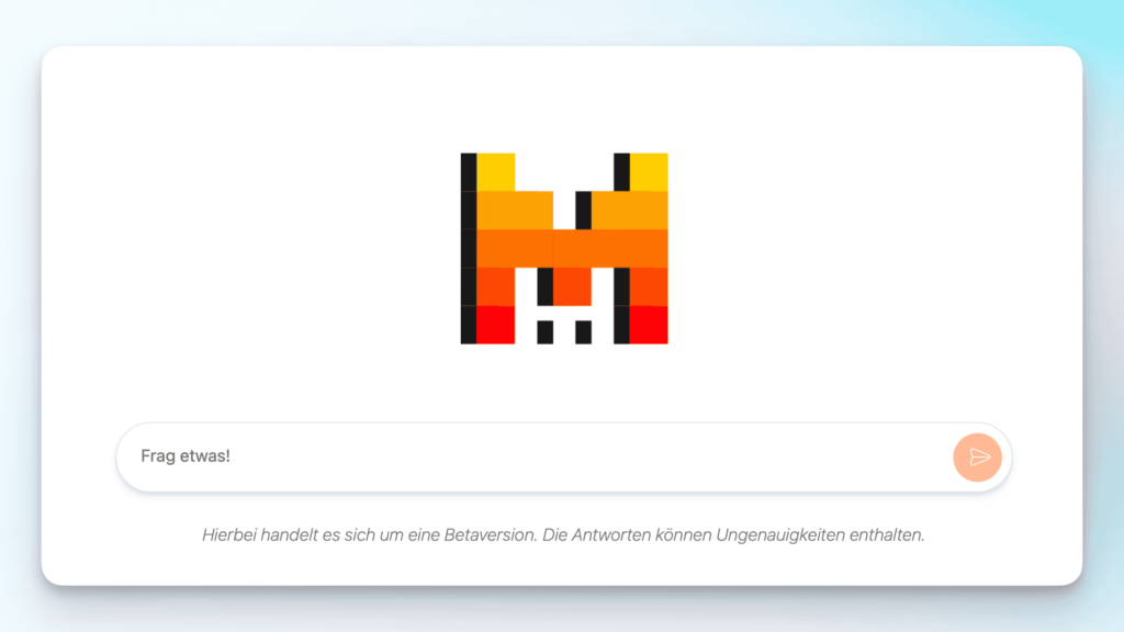 Screenshot der Startseite von Mistral mit Logo und Eingabefeld