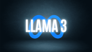 Text Llama 3 vor einem Meta-Logo auf dunklem Hintergrund