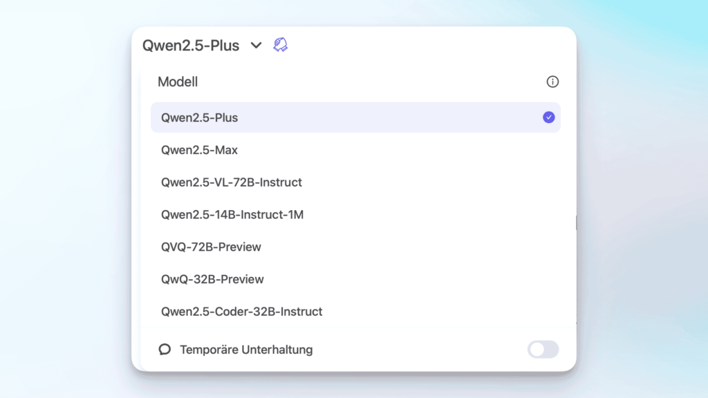 Einfache Modellauswahl in Qwen mit verschiedenen Sprachmodellen