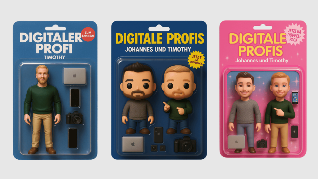 Die Digitalen Profis als verschiedene Action-Figuren