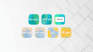 Logos der verschiedenen ChatGPT-Modelle auf weißen Hintergrund