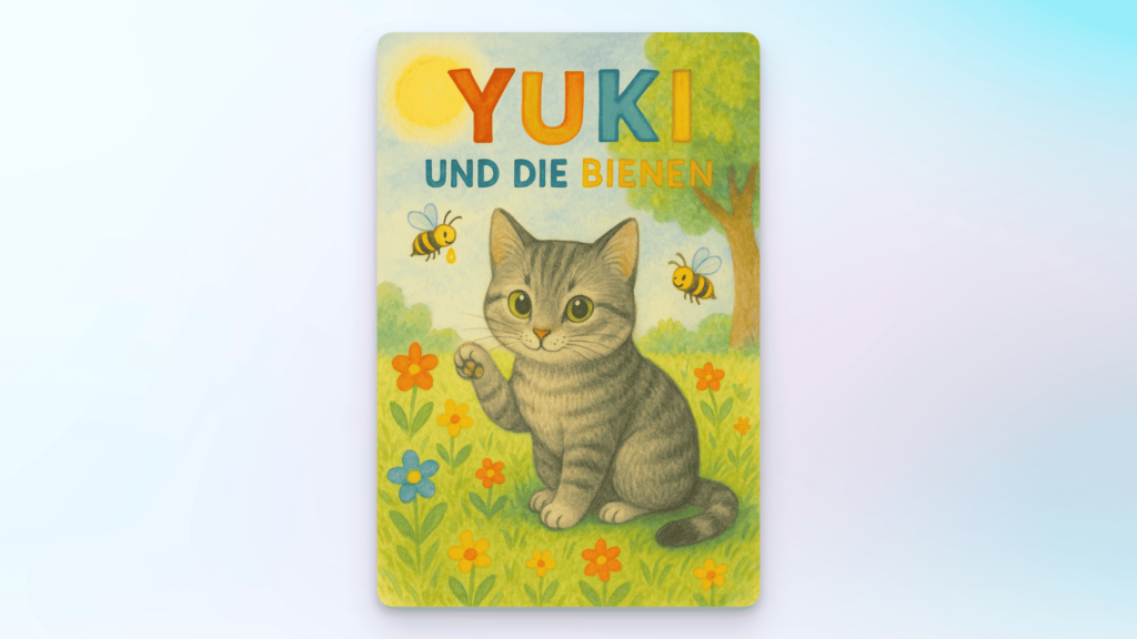 Das erstellte Cover des Kinderbuchs Yuki und die Bienen