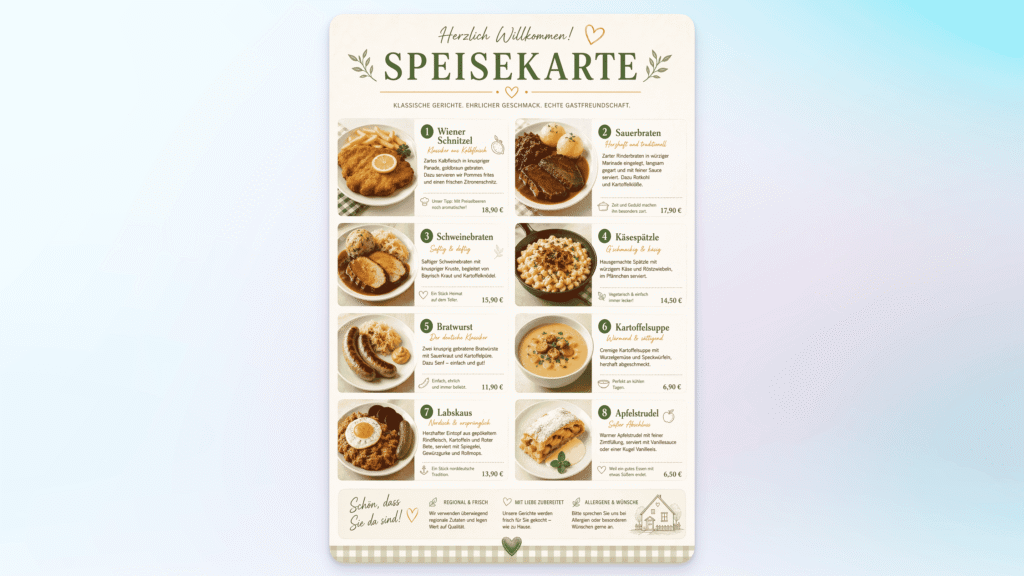 KI-generierte Speisekarte von ChatGPT Images 2.0